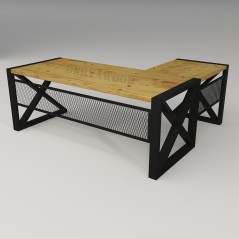 Gold Dogal Ahşap L Ofis Masası