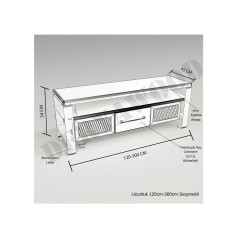 İron Masif Ahşap Demir Çekmeceli Tv Ünitesi-Beyaz Ayak