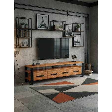 Sea Doğal Ahşap 4 Çekmeceli Tv ünitesi
