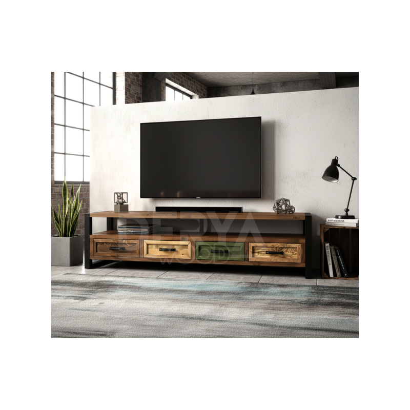 Almond Doğal Ahşap Çekmeceli Tv ünitesi