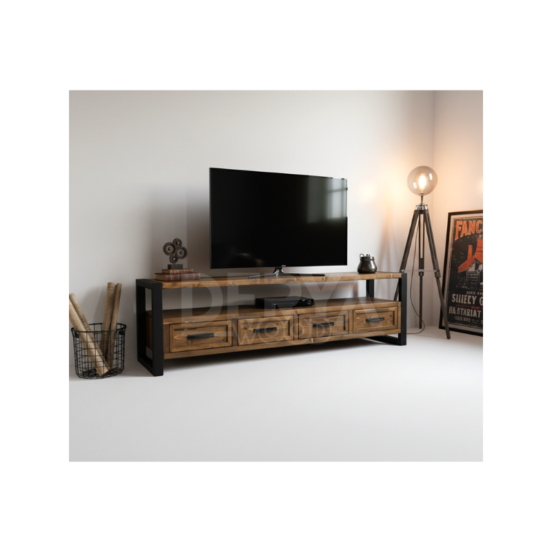 Deryawood Bell Doğal Ahşap Çekmeceli Tv Ünitesi