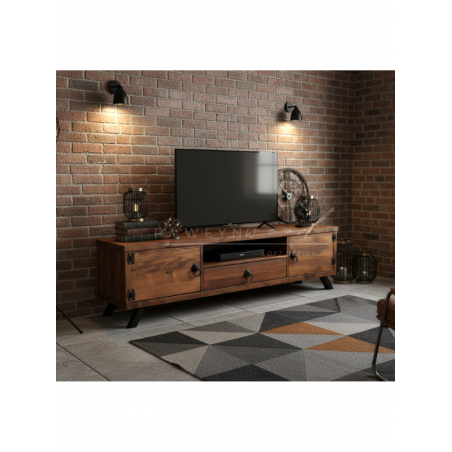 Deryawood Pearl Doğal Ahşap Çekmeceli Tv Ünitesi