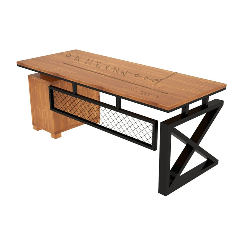 Deryawood Best Doğal Ahşap Ofis ve Çalışma Masası -Çekmece Modüllü