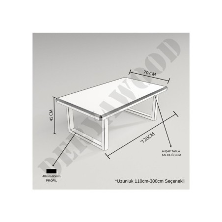 Doğal Ahşap Oak Kare Ofis Sehpası