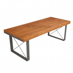 Lotus Doğal Ahşap Yemek Masası-Gri Ayak