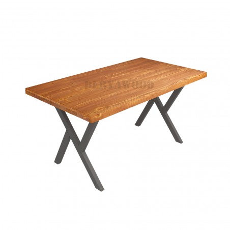 Anteres Doğal Ahşap Kafe Masası-Gri Ayak