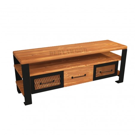 İron Masif Ahşap Demir Çekmeceli Tv Ünitesi