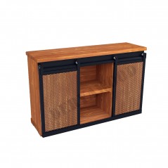 Genus Doğal Ahşap Metal Sürgülü Konsol