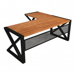 Gold Dogal Ahşap L Ofis Masası