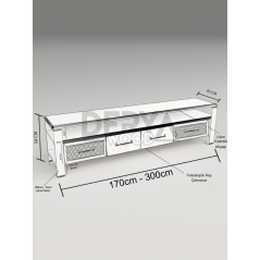 İron Doğal Ahşap Demir 4 Çekmeceli Tv Sehpası-Gri Ayak