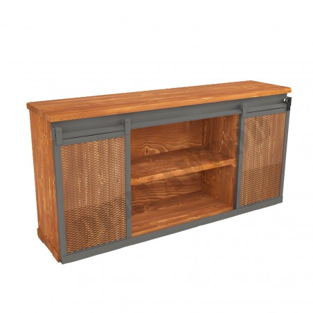 Genus Masif Ahşap Sürgülü Konsol-Gri Ayak