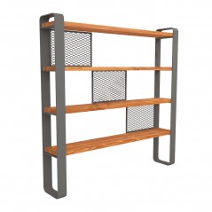 Helen Doğal Ahşap Kitaplık-Gri Ayak