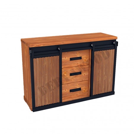 Vega Doğal Ahşap 3 Çekmeceli Ofis  Sürgülü Konsol