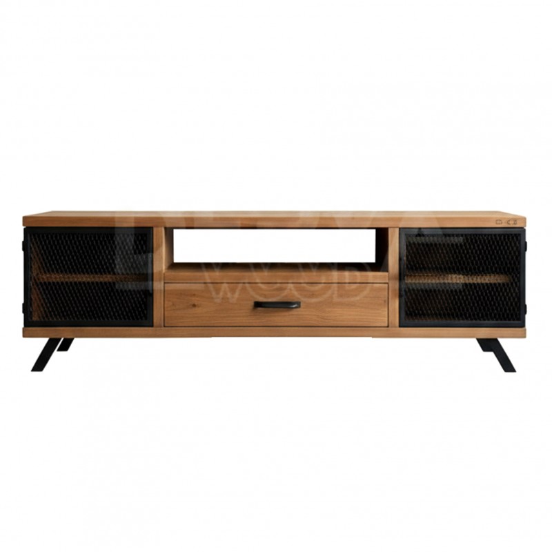 Style Masif Ahşap Demir Kapaklı Tv Ünitesi