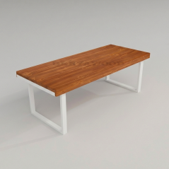 Rez Doğal Ahşap Yemek Masası-Beyaz Ayak