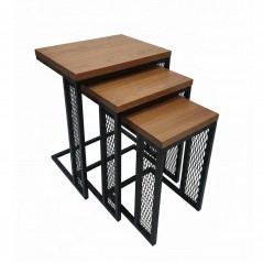 Triee Doğal Ahşap Tel Dekor 3'lü Zigon-Siyah Ayak